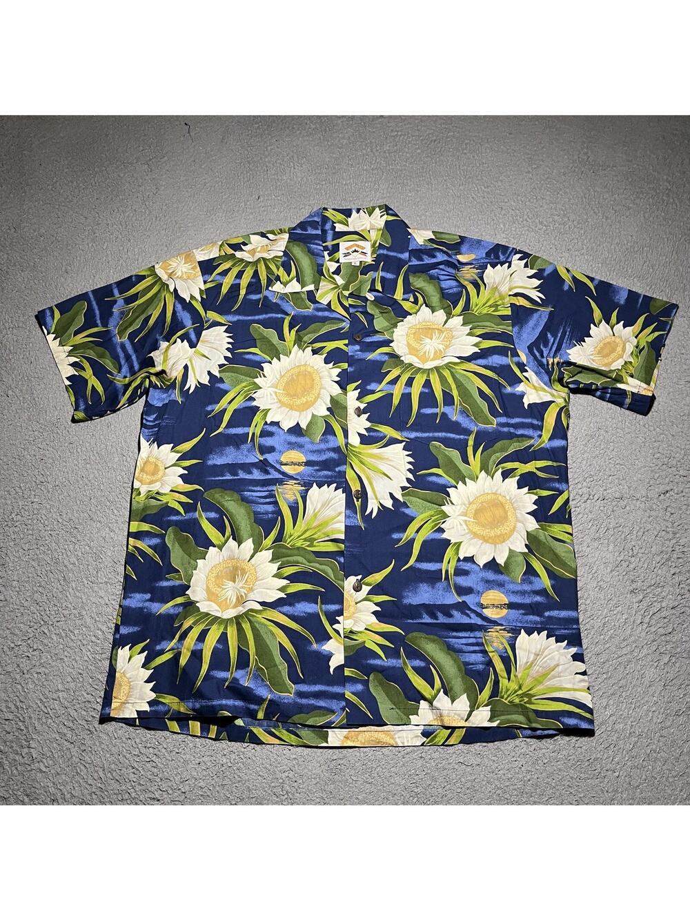Vintage Pineapple Juice Hawaiian Shirt Mens Large Floral Button Down Beach Camp